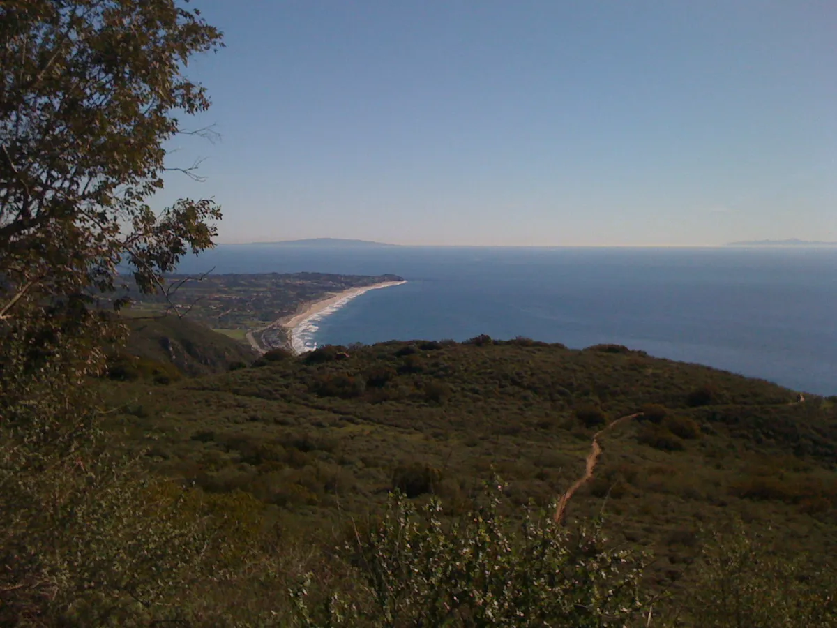 Zuma Beach and the ocean from the trail