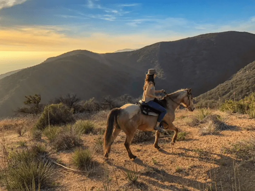 A rider at golden hour in the canyon