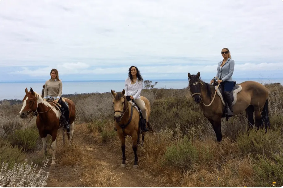 Three riders above the ocean